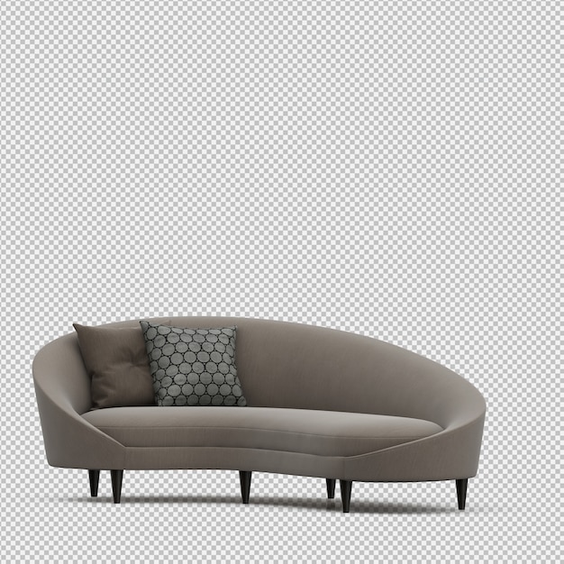 Isometrische sofa 3d geïsoleerd render