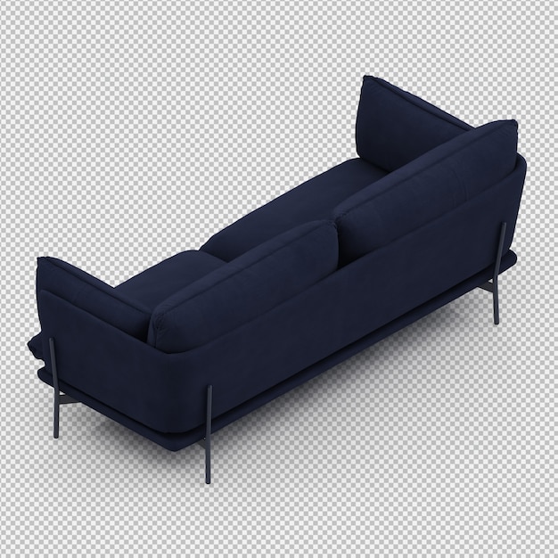 Isometrische sofa 3d geïsoleerd render