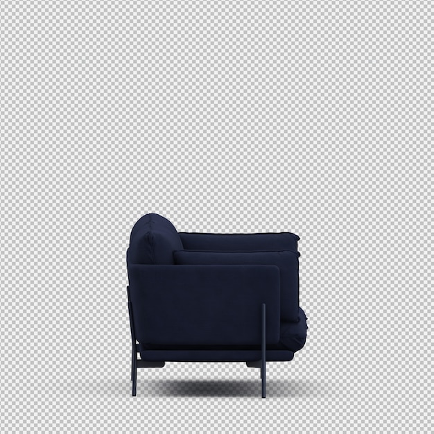 Isometrische sofa 3d geïsoleerd render