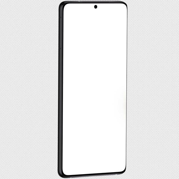 Isometrische stijlfoto van een zwarte smartphone vergelijkbaar met android zonder achtergrond template for mockup