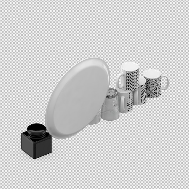 Isometrisk kjøkkenutstyr 3D-rendering