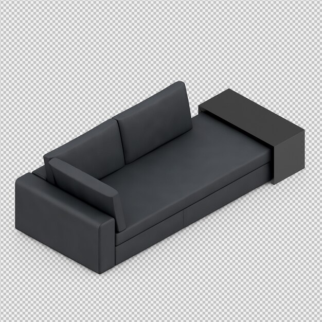 Isometrisk sofa 3D-rendering