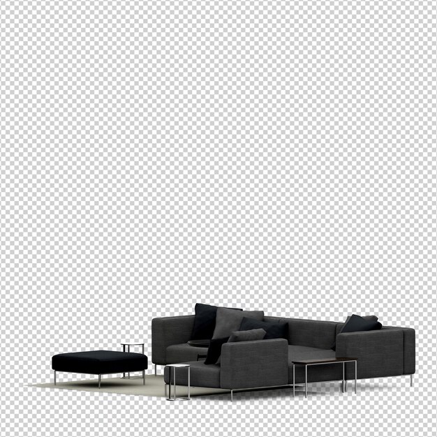 Isometrisk sofa 3D-rendering
