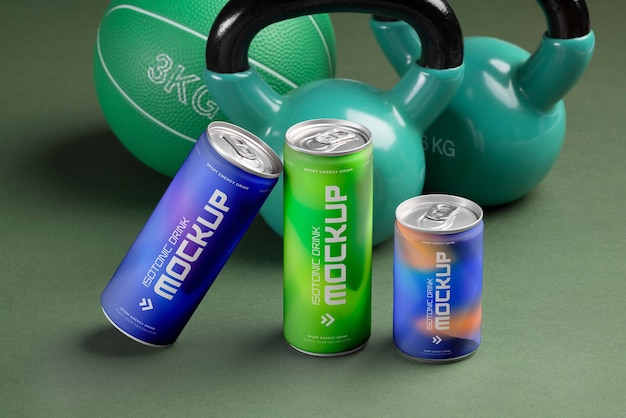 PSD isotonic drink with ball mockup