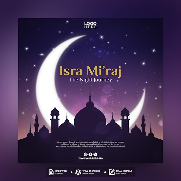 Isra miraj social media post template design