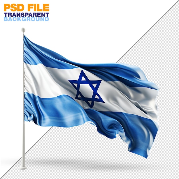 PSD israel flag on transparent background