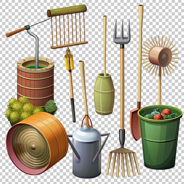 PSD istnieje wiele różnych rodzajów narzędzi ogrodniczych i kwiatów