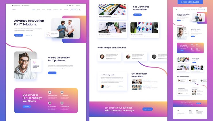 PSD it company website landing page template