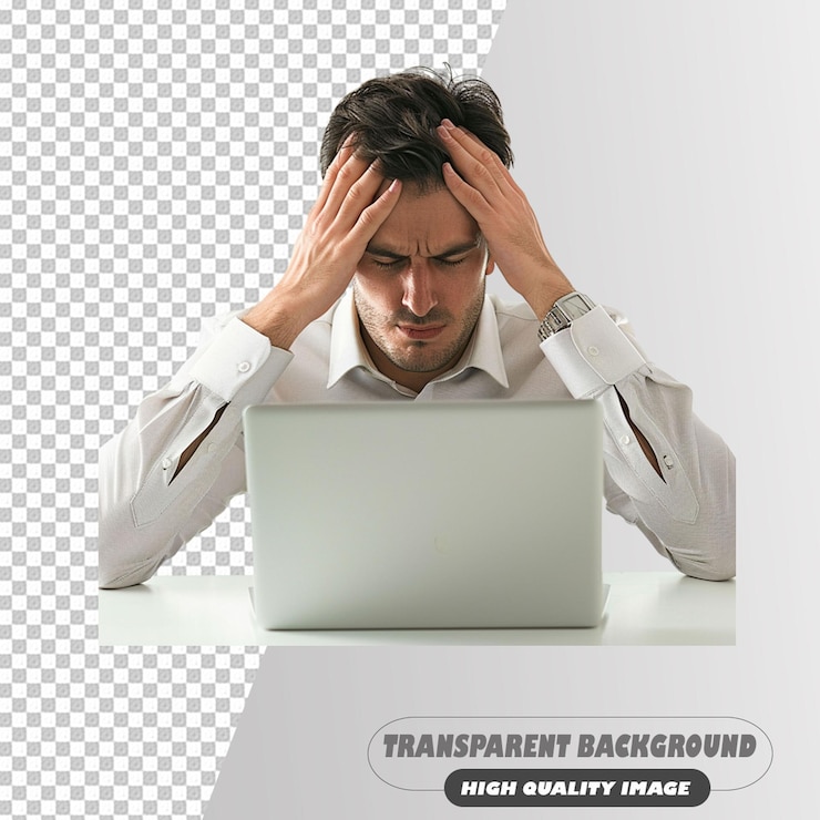 PSD it professional expressions during work isolated on transparent background psd file