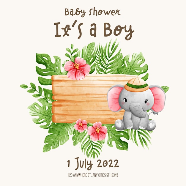 PSD it's a boy baby shower baby boy invitation template