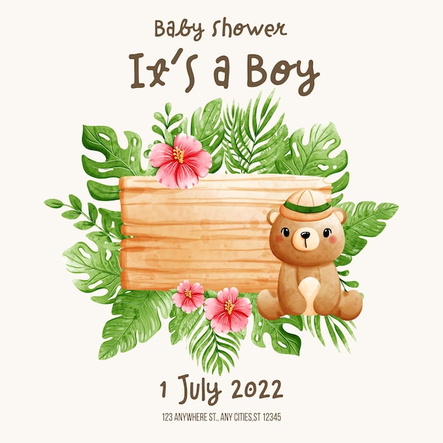 PSD it's a boy baby shower baby boy invitation template