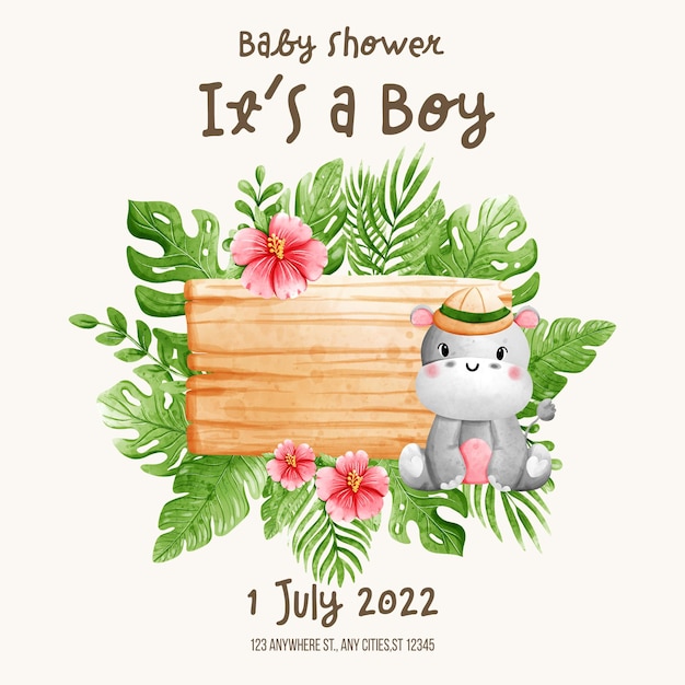 PSD it's a boy baby shower baby boy invitation template