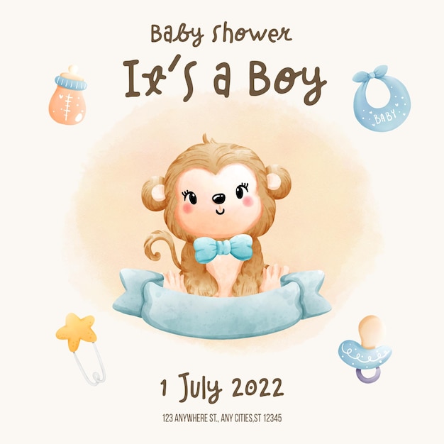 PSD it's a boy baby shower baby boy invitation template