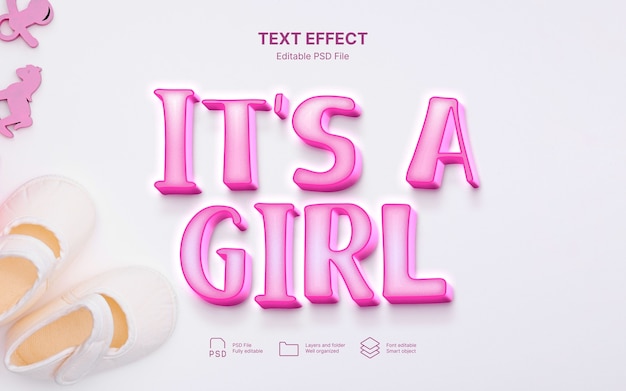 PSD it's a girl text effect