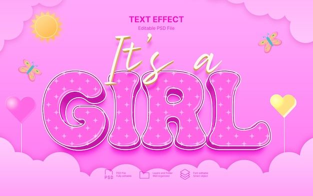 PSD it's a girl text effect