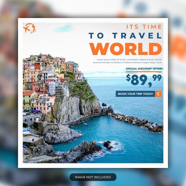 PSD it's time to travel world agency social media banner template