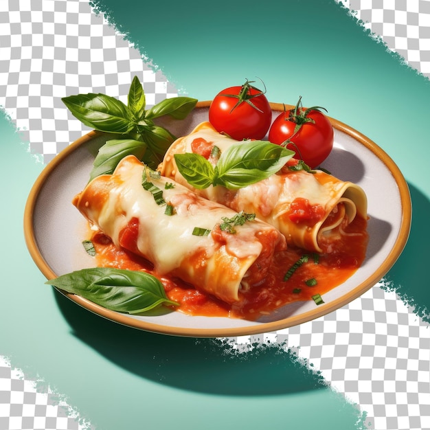 Italiaanse cannelloni gemaakt met verse kersentomaten en paprika's