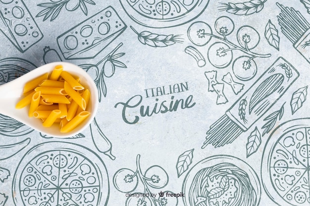 PSD italian cuisine wallpaper with pasta