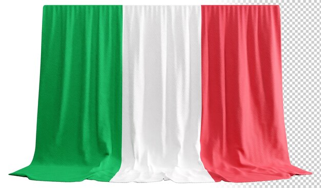 PSD italian flag curtain in 3d rendering italy's timeless elegance