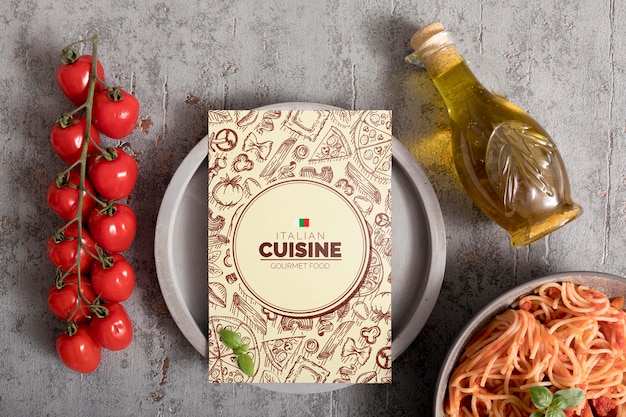 PSD mock-up del concetto di menu di cibo italiano