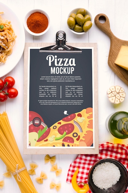PSD menu ristorante mock-up di cibo italiano