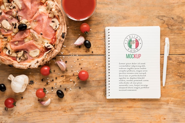 Italian food notebook mock-up