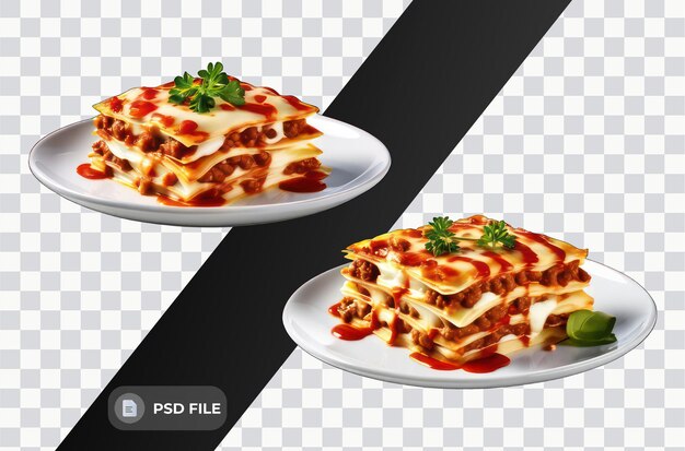 PSD lasagna italiana lasagna deliziosa con piatto di salsa di carne bolognese