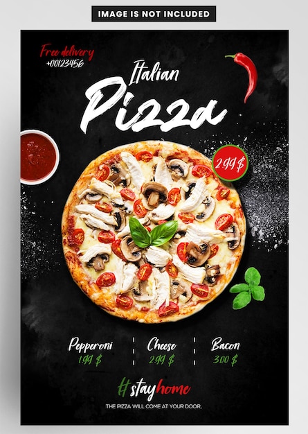 PSD pizza italiana a consegna di cibo instagram banner flyer design