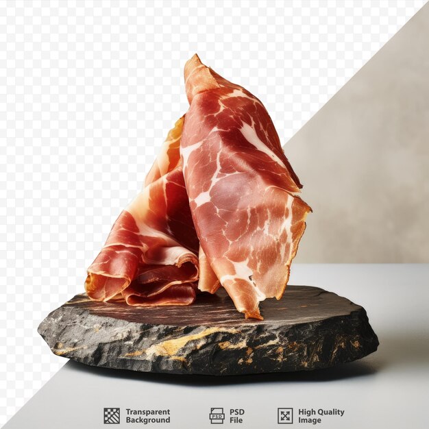 PSD italian prosciutto or spanish jamon on a transparent background