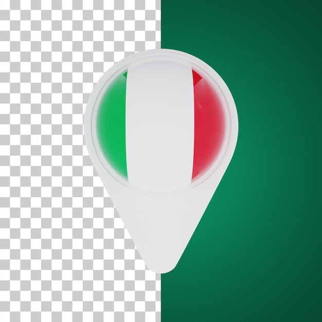 Italië vlag pin kaart locatie 3d illustratie