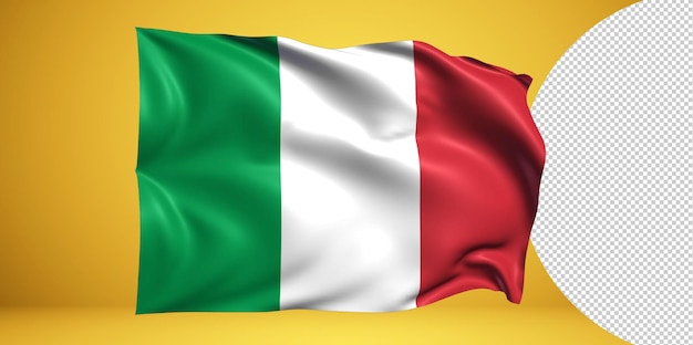 Italië Wapperende vlag Realistisch geïsoleerd op transparante PNG