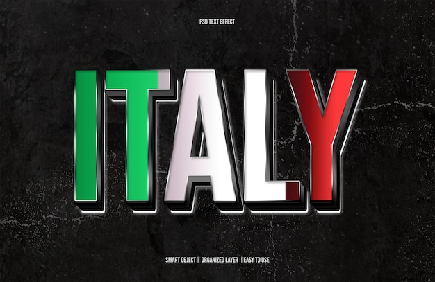 PSD italy 3d editable text effect style