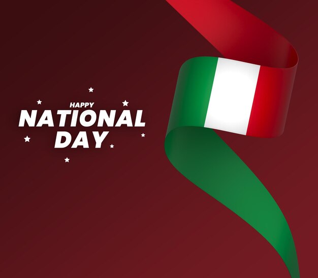 PSD elemento della bandiera dell'italia design nastro banner per la festa dell'indipendenza nazionale psd