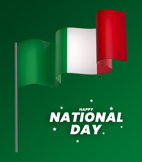 PSD italy flag element design national independence day banner ribbon psd