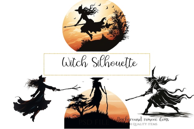 itch Silhouette Clipart Halloween Cards and Designs Illustrations