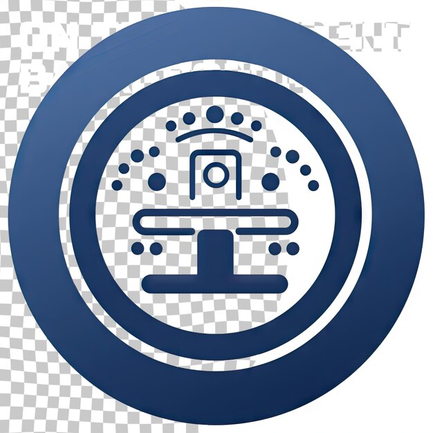 PSD items round stamp icon this flat glyph symbol is drawn with blue and gray colors on a transparent b