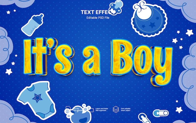 PSD its a boy text effect