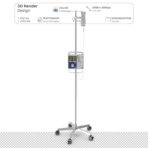 PSD iv stand modello 3d modellazione 3d file psd attrezzatura medica realistica