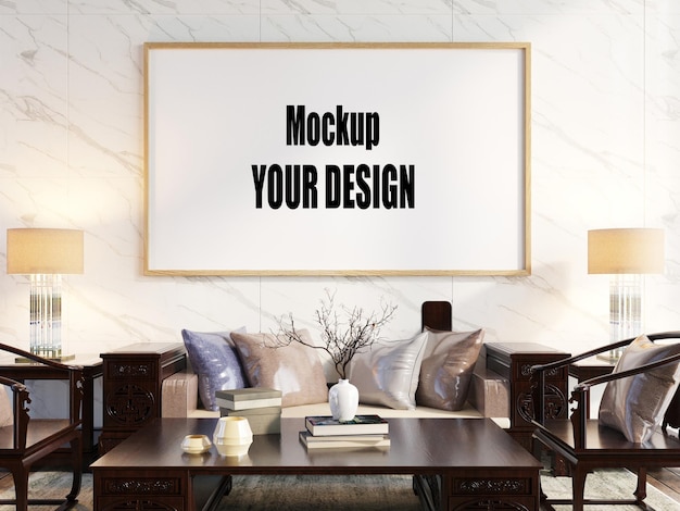 Iving room interior house floor template background frame mock up design copy space 3d render