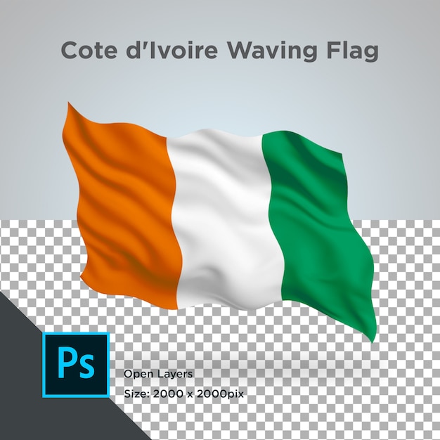 Ivoorkust vlag wave transparant psd