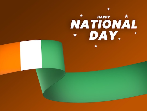 Ivory coast flag element design national independence day banner ribbon psd