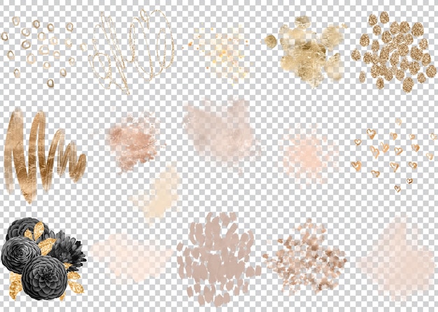 PSD ivory and gold paint elements