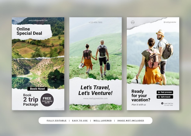 Цвет слоновой кости Photocentric Scrapbook Travel Шаблон истории Instagram