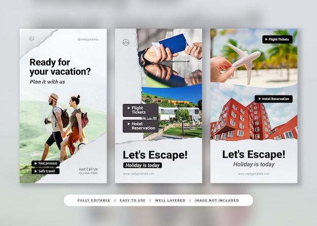 Ivory Photocentric Scrapbook Travel Instagram Story Template