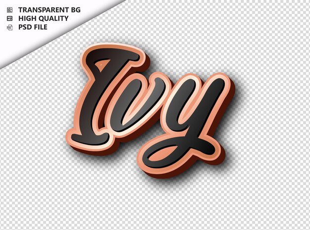 PSD ivy typografie tekst bronzen zwarte psd transparant