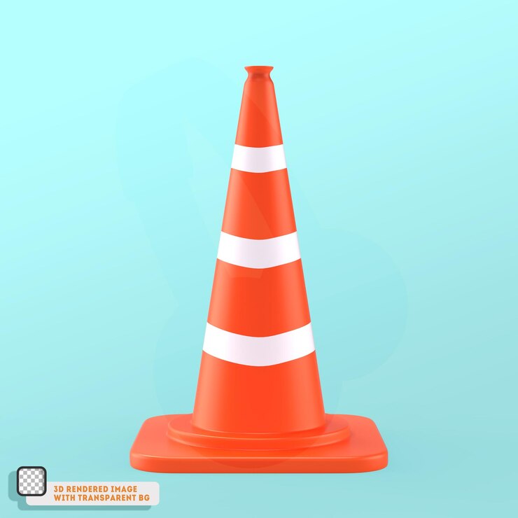 PSD i̇zole edilmiş 3d trafik konisi simgesi