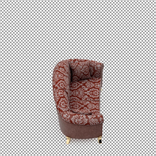 İzole edilmiş minimalist kanepenin 3D render'ı