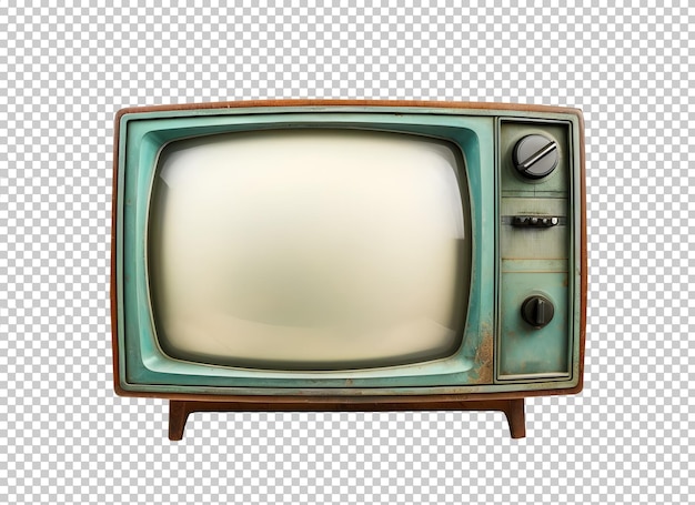 PSD izolowana brudna telewizja vintage ze scuffs na przezroczystym tle