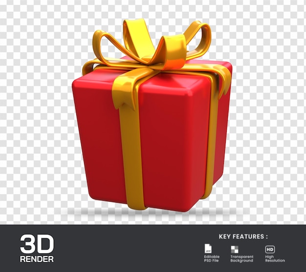 Izolowana ikona pudełka na prezenty renderowania 3D Nadaje się do e-commerce lub ilustracji promocyjnych na prezenty na zakupy