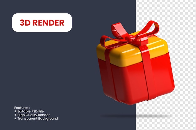 Izolowana ikona pudełka na prezenty renderowania 3D Nadaje się do e-commerce lub ilustracji promocyjnych na zakupy